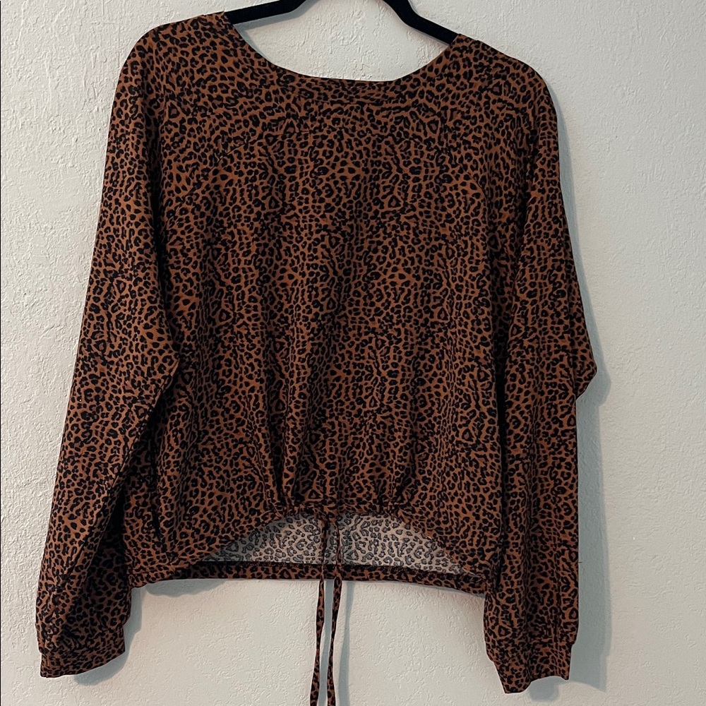Michel Brown/Black Leopard Print Blouse Size M